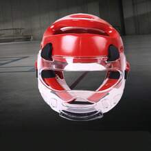 Máscara de entrenamiento de Taekwondo de plástico transparente, ajustable y extraíble, con correas negras. Adecuada para entrenamiento de Taekwondo, Sanda y Muay Thai (compatible con cascos tallas S, M&L). - transparente - Ver 4