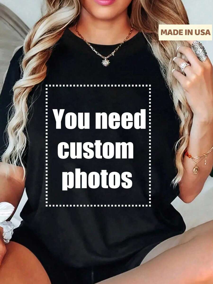 Customized Personalized Gifts, Cats - Customize A Women's T-Shirt With A Custom Printed Slogan, Add Your Own Text/Picture (Badge Pattern/Company Logo/Family Photo/Selfie Stylish,Fashion,Hipster,Casual,Minimal Chic Personalized,Customized,Custom,Unique Guy Costumes,Capsule Wardrobe,Men Basic/Street Style Ideal Gifts For Him Boyfriend,Family,Friends For Birthdays,For Vacation/ Holiday,For School/Competition,For Sports/Climbing,Chic Autumn,Urban Gala - 黑色 - 查看 1