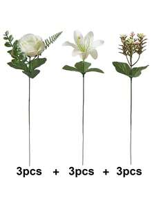 1 Bó hoa giả Valentine gồm hoa hồng và hoa ly, hoa hồng nhựa, hoa oải hương giả, hoa trang trí, cây giả dùng làm quà tặng ngày Valentine, trang trí nhà cửa, tiệc tùng, bàn tiệc, vật trang trí trung tâm, trang trí đám cưới. - trắng - Xem 8