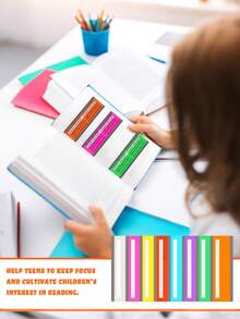 8pcs Colorful Reading Guide Bookmarks - Highlighter Bookmarks And Line Trackers, Reading Guide Strips, Colored Overlays, Reading Line Trackers, Overlaid Reading Bookmarks, Fluorescent Bookmarks, Colored Reading Strips, Visual Stress Reading Trackers, Reading Disability Reading Guide Strips, Crystal Teacher Aids - Multicolor - View 4