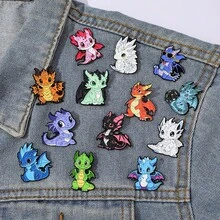1/13 Pcs Personalized Fashion Cartoon Brooch Set Classic Dragon Enamel Pin Backpack Clothing Jewelry Metal Badge Accessories A Gift For Friends