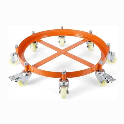 Carrello per fusti da 55 galloni, carrello in acciaio per impieghi gravosi con traverse e ruote girevoli, capacità di carico di 1000 libbre, antiribaltamento, carrello per fusti con freno per il trasporto dei fusti in magazzino