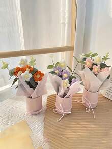 Rosa de ganchillo hecha a mano, regalo del Día de San Valentín, flor artificial tejida eterna, flor falsa de punto, flor preservada, mejor regalo para el Día de San Valentín, cumpleaños, boda, ceremonia de graduación, Día del Maestro. Adecuado para restaurante, habitación, dormitorio y otra decoración del hogar, también una opción ideal para la fiesta del Día de San Valentín. Decoración del Día de San Valentín - Multicolor - Ver 2