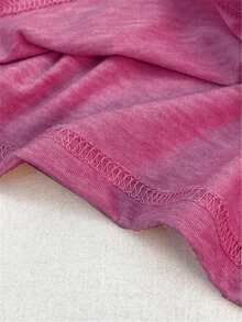 2 件套纯色休闲针织面料抽绳 V 领短款上衣和松紧腰短裤套装，适合春季、夏季、秋季、休闲、运动、健身、日常穿着 - 紫色 - 查看 6