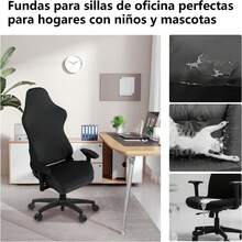 FáCIL&amp;VIVIR Funda para Silla de Gamer de Oficina Elásticas con Reposabrazos y Gamer para Silla Giratoria, Silla de Computadora, Negro - negro - Ver 4