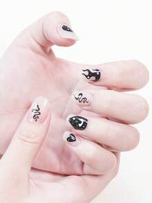 Hình dán móng tay chủ đề Giáng sinh, màu sắc chuyển gradient, tự dính, trang trí móng tay, phù hợp cho gia đình, văn phòng, ngoài trời, làm quà tặng, tiệm làm móng. - Đen và trắng - Xem 3