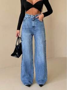 High-Waisted Slim Fit Dark Gray Pants | Modern And Comfortable Design - Baby Blue - View 5