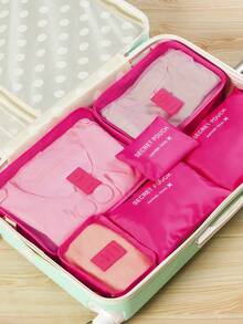 6pcs Travel Luggage Packing Cubes, Suitcase Clothes Storage Bag, Foldable Organizer Bag Shoes Bag Underwear Pouch - Black - View 12