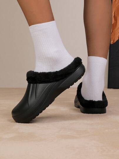 Winter Couple's Plush Warm Indoor/Outdoor Cotton Slippers, New Women's Winter Plush Thickened Closed Toe Slippers, Flat Lining Thick Warm Round Toe Slip-On New Home Slippers