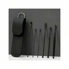 Convenient Ear Cleaning Kit 9 Pieces Set Portable Spiral Spring Ear Wax Remover Tool Washable  Hygienic Ear Pick Scoop For Home Travel Easy Cleaning Accessories - Đen 6 chiếc - Xem 1