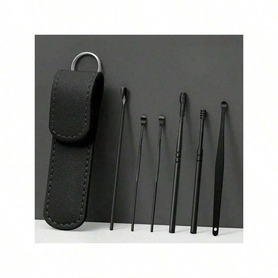 Convenient Ear Cleaning Kit 9 Pieces Set Portable Spiral Spring Ear Wax Remover Tool Washable Hygienic Ear Pick Scoop For Home Travel Easy Cleaning Accessories - Đen 6 chiếc - Xem 1