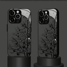 Funda de vidrio para iPhone 17air/16E/15/14/13/12/11 plus, Pro, Promax, X/XS/XR/XSMAX,  Galaxy A03/A03S/A05S/A06/A07/A11/A12/A13/A14/A15/A16/A17/A22/A22/A23/A26/A31/A32/A34/A35/A36/A52/A53/A73, S21/S22/S23/S24/S25 Plus, Ultra, funda de vidrio reflectante, buena sensación al tacto, protección de borde suave, adecuada para hombres y mujeres - Negro - Ver 5