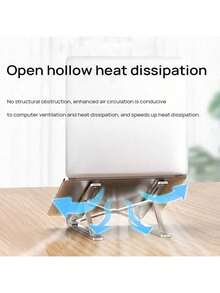 Lenovo Soporte para portátil ZJA2 de aleación de aluminio con 6 niveles de ajuste de altura y almohadilla de refrigeración ergonómica portátil plegable, apto para MacBooks y portátiles de oficina de 13 a 16 pulgadas. - Plateado - Ver 3