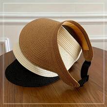 New Spring Summer Hat Women Outdoor Travel Sunshade Hat Wide Brim Foldable Hat Beach Straw Hat - 卡其色 - 查看 8