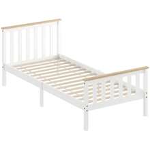 Single Bed Frame, Wooden Bed Frame, Storage Space Underneath, Natural Wood, White - White - View 1