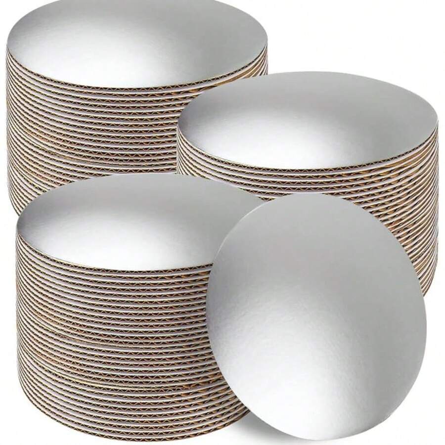 Cakeboard Round,Disposable Cake Circle Base Boards Cake Cardboard Pizza Plate Platter… - 20pcs Silvery - View 1