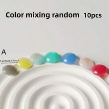 10pcs Multihued Ombre Resin Round Metal Shank Buttons, Suitable For Sweaters, Cardigans & Coats - Multicolor - View 17