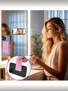 1pc Silicone Suction Cup Phone Holder, Octobuddy Brand Sticky Phone Stand, Seamless Adhesion, Suitable For Bathroom, Kitchen, Bedroom, Living Room, Dining Room, Gym, Car, Travel Essential, Travel & Study Supplies, School Supplies, Holiday Camping, Holiday Essential, Vacation Accessories, Mini Summer - Multicolor - View 5