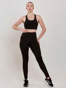 Basic Fitness Set With Pocket (Pants + Top) 11270/10750 - Black - View 7