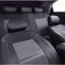 Skyline PU Leather CAR SEAT Covers Airbag Compatible Split Rear Bench - Universal Fit For Cars SUV Vehicles Full Set Black And Beige