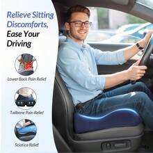 Gel Seat Cushion For Office Chair And Car Seat With Ergonomic Zoning Memory Foam Chair Cushion For Sciatica Lower Back Tailbone Pain Relief And Intimate Ventilation Non-Slip And Airy Cover - 藍色 - 查看 2