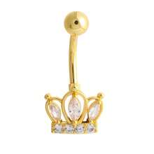 1 Piece Fashion Copper Inlaid  Belly Button Ring Personality  Belly Button Button Body Decoration Gold Belly Button Ring Jewelry - Style Fourteen: White Gold - View 8