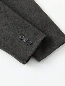 Men's Fashionable Business Casual Double-Breasted Wool Blend Suit Jacket - Dark Grey - View 9