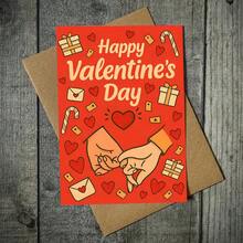 1pc "Happy Valentine's Day" Funny Valentine's Day Greeting Card, Hand-Drawn Heart Design, Best Gift For Lover, High-Quality Card With Envelope (12x17cm)/(4.72x6.7in) - Multicolor - View 8