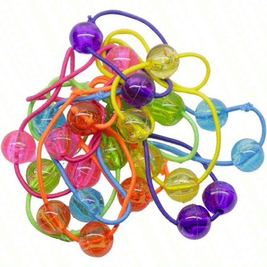 CZ 12 Bandas Bolitas para Cabello Coletero Elastico de Acrilico con Bolsa De Almacenamiento Accesorios para el Pelo Colores Surtidos en Bolsita Resellable BY VITALIASHOP Diseño Bolitas 1149 - DiseñoBolitas - Ver 1