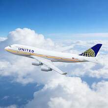 United Airlines Boeing 747 1/400 Scale Die-Cast Metal Aircraft Model (With Stand) - Perfect For Display, Collection & Aviation Enthusiasts As A Gift - White - View 11