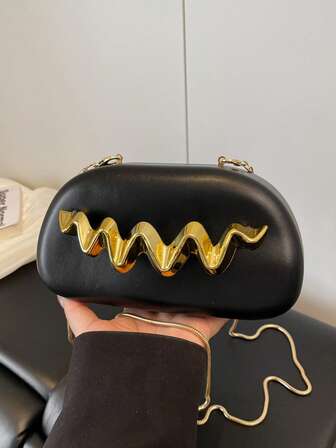 1 st ny trendig mångsidig enfärgad axelväska, avslappnad minimalistisk PU-läder axelväska med metallkedja, liten fyrkantig väska lämplig för kvinnors dagliga användning och dejter, present