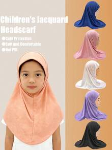 1pc Girls 2-6 Years Old Spring/Summer Cute Floral Jacquard Headband, Neck Scarf, Shawl, Turban, Stretchy Bandana, Soft Modal Headwrap - 1PC - View 2