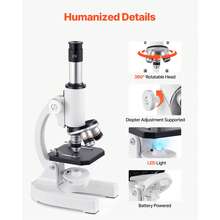 Microscope For Kids Adults, 40X-2000X Professional Compound Microscope Mobile Phone Adapter With LED Light, For Laboratory, School, Home, Education - 查看 5
