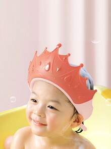 Baby Crown Shower Cap, Prevents Water From Getting In Eyes And Ears, Washing Hair Tool, Children's Bath And Shower Cap, Plastic + TPE, Elastic Shower Cap
