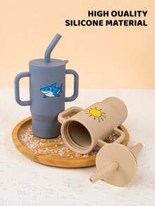 210ml Baby Silicone Sippy Cup, Anti-Leak Anti-Drop, Toddler Water Training Cup With Cute Pattern Straw, Detachable & Easy To Clean, Recommended As Christmas & New Year Holiday Gift - Multicolor - View 8