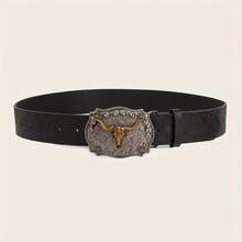 1 Piece Women's Vintage Bohemian Embossed Belt - PU Leather Floral And Curled Design, Metal, Suitable Pants, Dresses, And Casual Formal Occasions - Brown - View 2