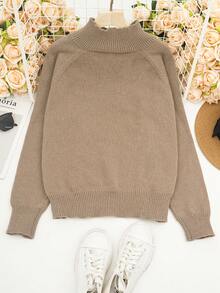 Recomendado Nueva Moda Femenina Color Sólido Cuello Alto Abotonado Acordonado Manga Larga Suelta Top Multiuso para Otoño/Invierno ¡Top de Temporada - カ ー キ - Ver 5