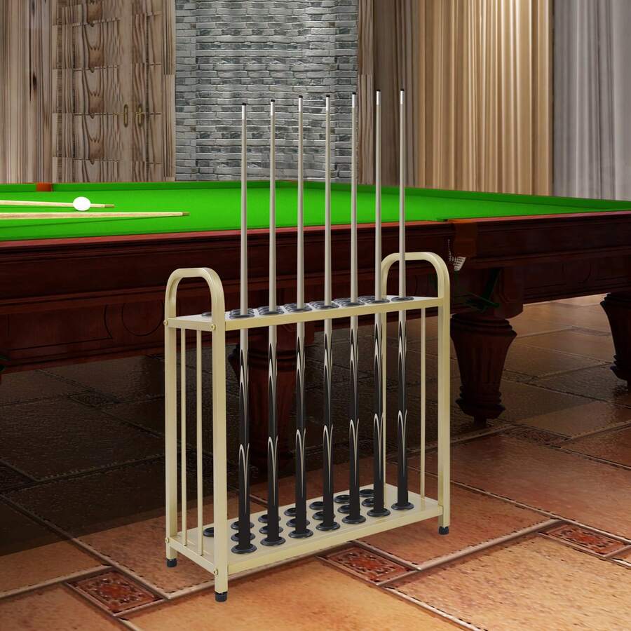 Rainaut Set Of Freestanding Carbon Steel Gold Pool Stick Holder, Floor Stand Pool Cue Rack, 20-Hole Pool Cue Holder For For Families, Schools, Clubs, Billiards Rooms, Bars, Sports Venues, Gyms, Business Clubs, And Other Places,Gold - Gold - View 1