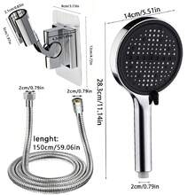 (Bộ 3 món) Vòi sen áp lực cao, vòi sen mưa điều chỉnh 8 chế độ với ống dẫn bằng thép không gỉ dài 59 inch và giá đỡ vòi sen cầm tay, bộ vòi sen phòng tắm, phụ kiện phòng tắm, dụng cụ phòng tắm - Bạc - Xem 5