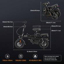 Bicicleta Electrica Adultos, E-Bike Plegable de Montaña con Motor de 500W, 3 Amortiguadores, Batería de Litio con Cobre Puro 48V/15Ah, 38KM/H, Rango de 45-55 km, Frenos de Disco Delanteros y Traseros - Naranja - Ver 9