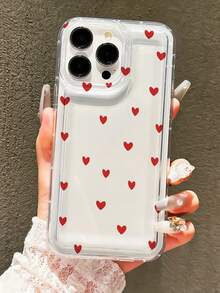 1个透明气垫爱心设计手机壳，兼容 16 Pro Max/16 Pro/16、12/13/14、15 Plus/15 Pro/15/13 Pro Max，女士保护壳，也适用于S21/S22/S23/S24/S25、A21/A23/A35/A55/A54/A53/A23/A16/A17，国际版，非国内版。 - 紅色 - 查看 2