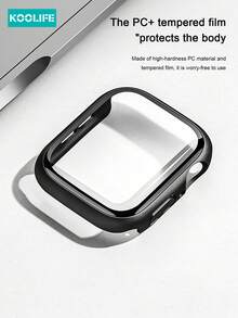 Koolife 1pc Ultra-Thin Clear Tempered Glass PC Frame Case, Minimalist All-In-One Protector, Four-Corner Shockproof Scratch-Resistant, Slim Fit For Bare Phone Feel, Compatible With Watch 38/40/41/42/44/45/46mm, For Watch Series SE/11/10/9/8/7/6/5/4/3/2/1 - Black - View 5