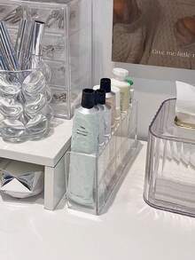 1pc Transparent 7-Grid Desk Top Hand Cream Storage Box Multi Grid Large Capacity Sewing Dresser Cosmetic Finishing Box Skin Care Product Storage Rack, Eye Shadow Storage Box Partition Display Rack Vertical Transparent Powder Blusher Makeup Powder Desk Storage Storage Storage Storage Box Storage Rack - Multicolor - View 2