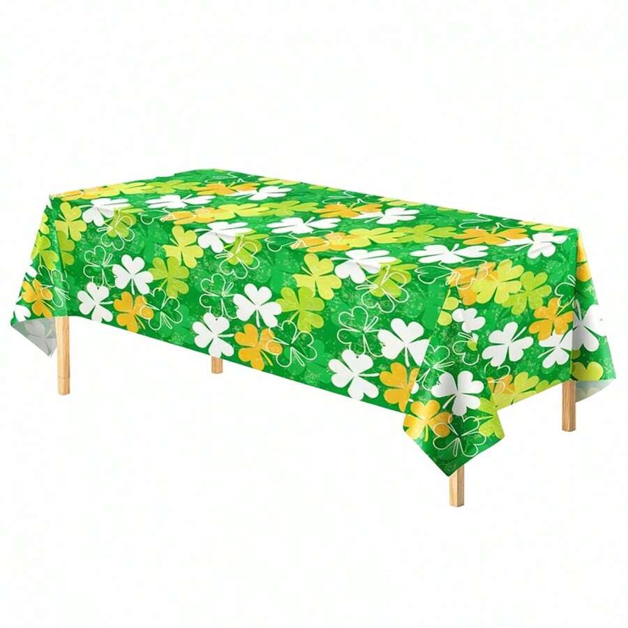 St Patricks Day Tablecloth Green Clover Disposable Table Cover Rectangle Ireland Table Cloth For Home Party Decoration - Green - View 1