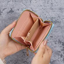 Cartera de Mujer Corta y Sencilla, Tarjetero, Monedero - rosa claro - Ver 10