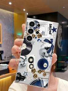 1个创意卡带玻璃球音乐元素领结透明软手机壳，兼容三星Galaxy A04e/12/A13/A14/A34/A50/A52/A53/A54/S21/S22/S23/S24/S25/S25Ultra - 無色 - 查看 4