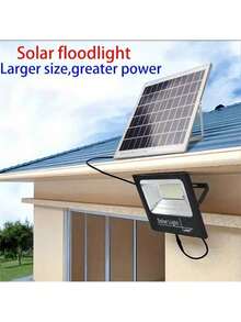 1 pieza Foco solar exterior de alta luminosidad, sin costo eléctrico, bombilla LED de 30W/100W/200W/300W/500W/700W/1000W, luz blanca brillante, para granero, jardín, garaje, camino, patio, césped, balcón, foco de solar, con cable y control remoto