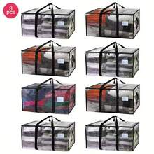 Extra Large Moving Bag - Zinc Alloy Zipper, Webbing Edging, Sturdy Handles, Heavy-Duty Construction, Clear Plastic, Spacious Storage Compartments - Perfect For Hassle-Free Moving, College Dorms, And Home Organizing Needs. - Transparent Black Border - View 2