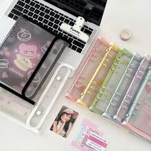 1 Item - Fresh And Transparent Softcover A5 Double-Buckled Binder, PVC Material Binder, A5 Binder, A5 Refill Pack. Can Be Used As A Nail Art Notebook, Photo Album, Sticker Book Organizer, Stamp Book, Sticker Binder, Sealant, Idol Card Organizer, Notebook, DIY Journal, Small Bag, Pocket Book - Multicolor - View 2