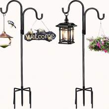 Set Of 2 Heavy Duty Outdoor Shepherd Hooks With 5 Nail Bases - Double Arm/Single Wall Optional, Sturdy Garden Rods For Christmas Furniture Decoration, Garden/Flower Stand/Flower Decoration, Hanging Bird Feeders, Plant Baskets, Solar Lights, Outdoor Halloween Decorations - SBMYG - 查看 9